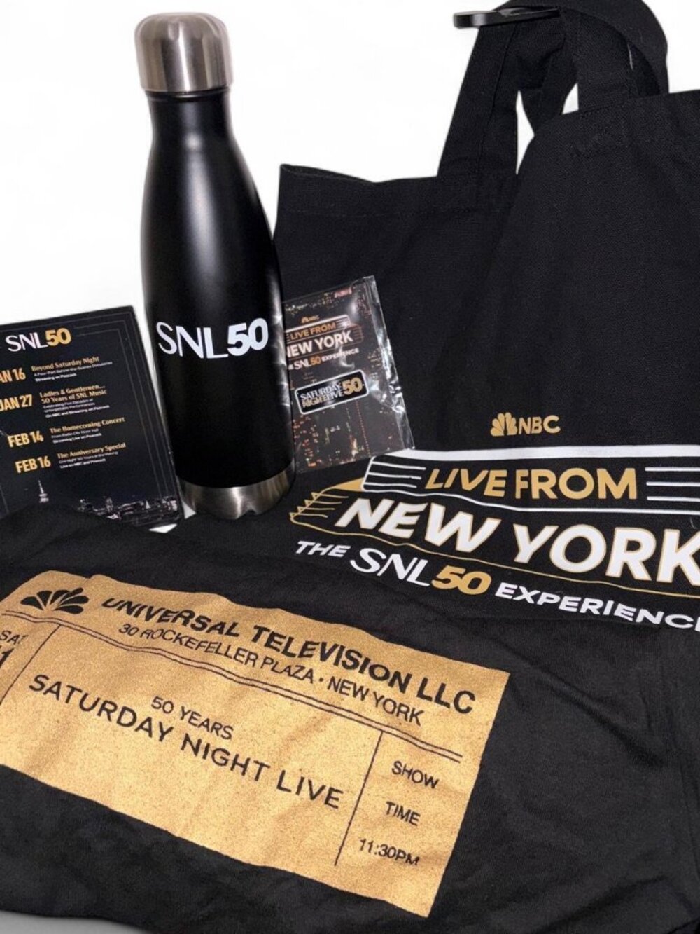SNL Saturday Night Live 50th Anniversary Experience Merch Set Tote Shirt Tumbler